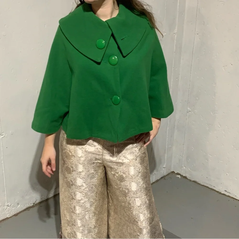 Vintage Wool Button Up Cape, 3/4 Length Sleeves, OSFM, Made in Australia - Picture 5 of 8